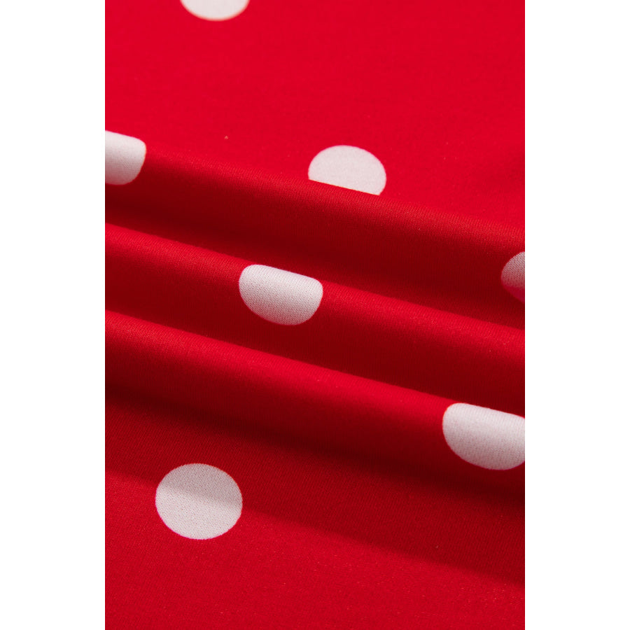 Red Polka Dot Raw Hem Relaxed Pullover Loose Skort Two Piece Set Sets/Two Dresses
