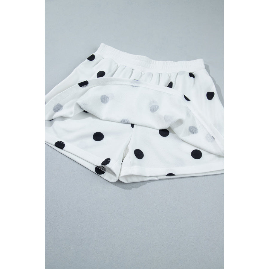Red Polka Dot Raw Hem Relaxed Pullover Loose Skort Two Piece Set Sets/Two Dresses