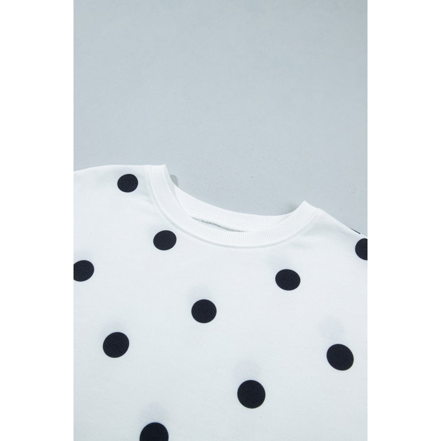 Red Polka Dot Raw Hem Relaxed Pullover Loose Skort Two Piece Set Sets/Two Dresses