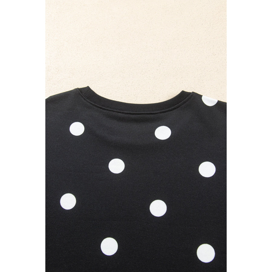 Red Polka Dot Raw Hem Relaxed Pullover Loose Skort Two Piece Set Sets/Two Dresses