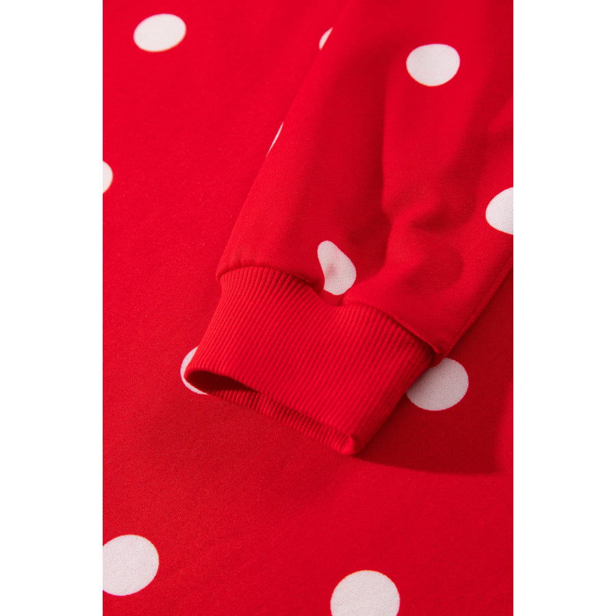 Red Polka Dot Raw Hem Relaxed Pullover Loose Skort Two Piece Set Sets/Two Dresses