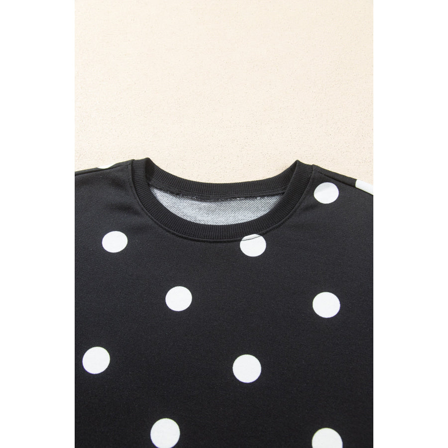 Red Polka Dot Raw Hem Relaxed Pullover Loose Skort Two Piece Set Sets/Two Dresses