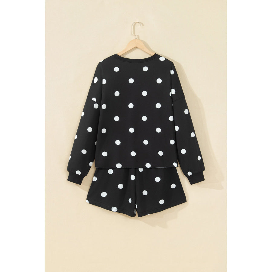 Red Polka Dot Raw Hem Relaxed Pullover Loose Skort Two Piece Set Sets/Two Dresses