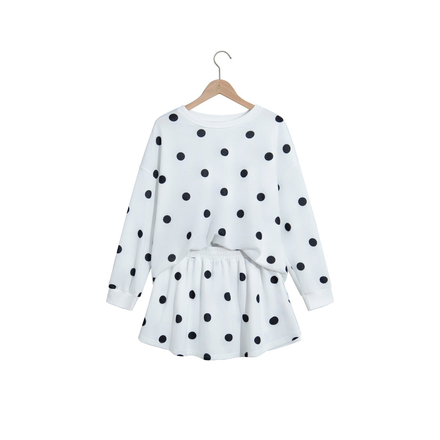 Red Polka Dot Raw Hem Relaxed Pullover Loose Skort Two Piece Set Sets/Two Dresses