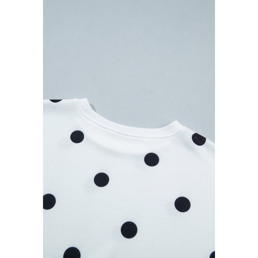 Red Polka Dot Raw Hem Relaxed Pullover Loose Skort Two Piece Set Sets/Two Dresses
