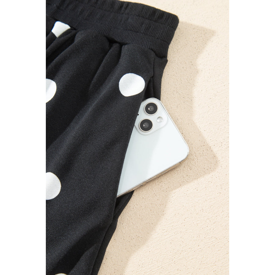 Red Polka Dot Raw Hem Relaxed Pullover Loose Skort Two Piece Set Sets/Two Dresses
