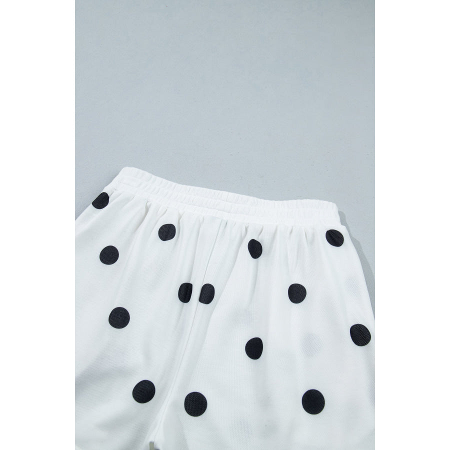 Red Polka Dot Raw Hem Relaxed Pullover Loose Skort Two Piece Set Sets/Two Dresses