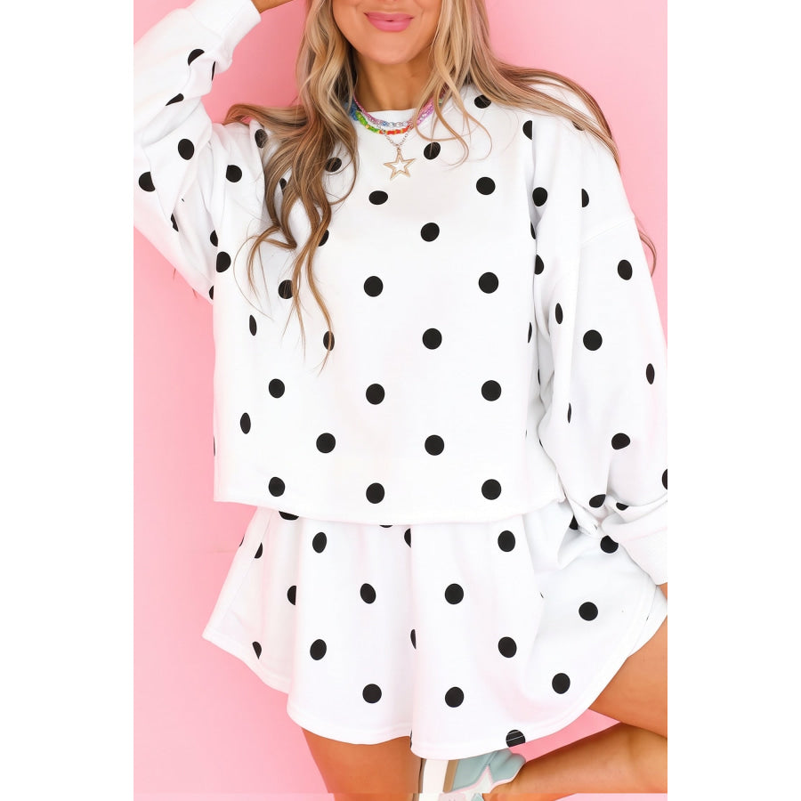 Red Polka Dot Raw Hem Relaxed Pullover Loose Skort Two Piece Set Sets/Two Dresses