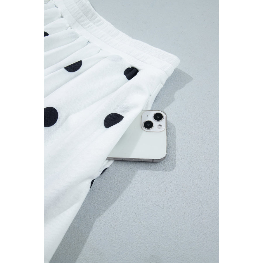 Red Polka Dot Raw Hem Relaxed Pullover Loose Skort Two Piece Set Sets/Two Dresses