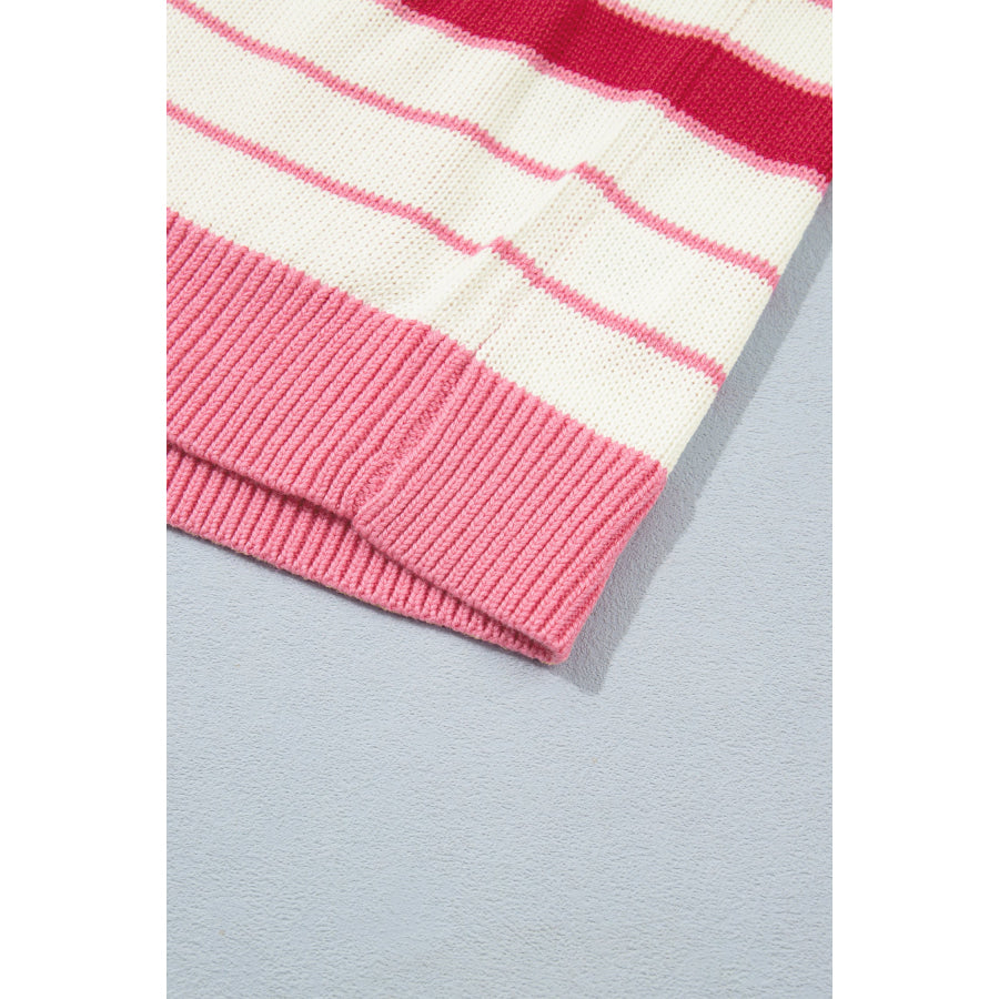 Red Stripe V Neck Long Sleeve Regular Fit Cardigan Sweaters & Cardigans/Cardigans