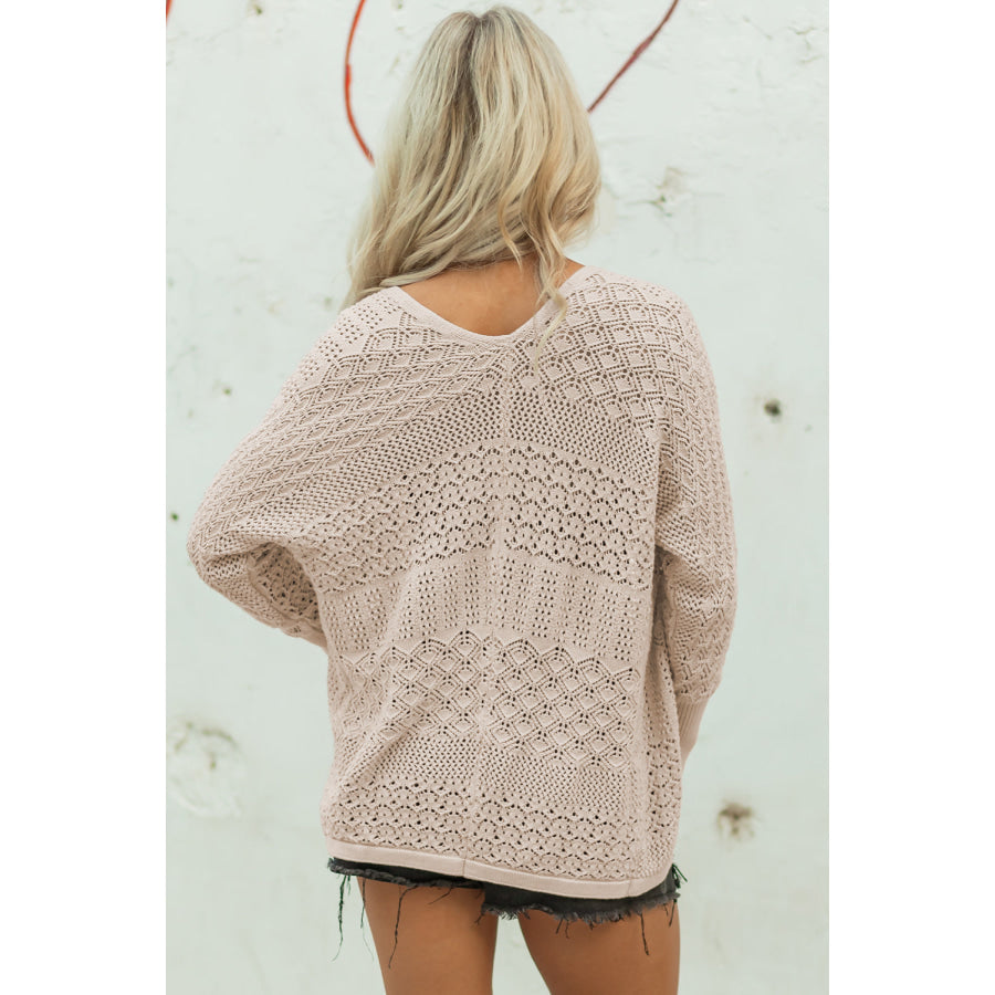 Redwood Burl Mix Pattern Hollowed Knit Open Front Cardigan Sweaters & Cardigans/Cardigans