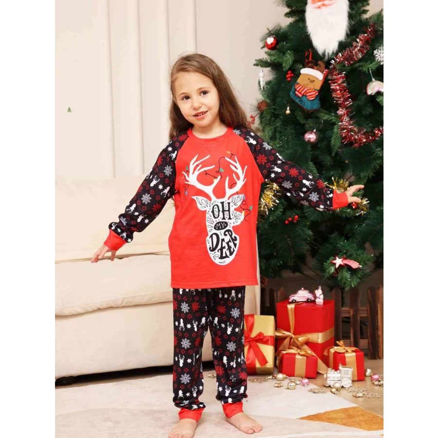 Reindeer Graphic Top and Pants Set Red / 3-6M