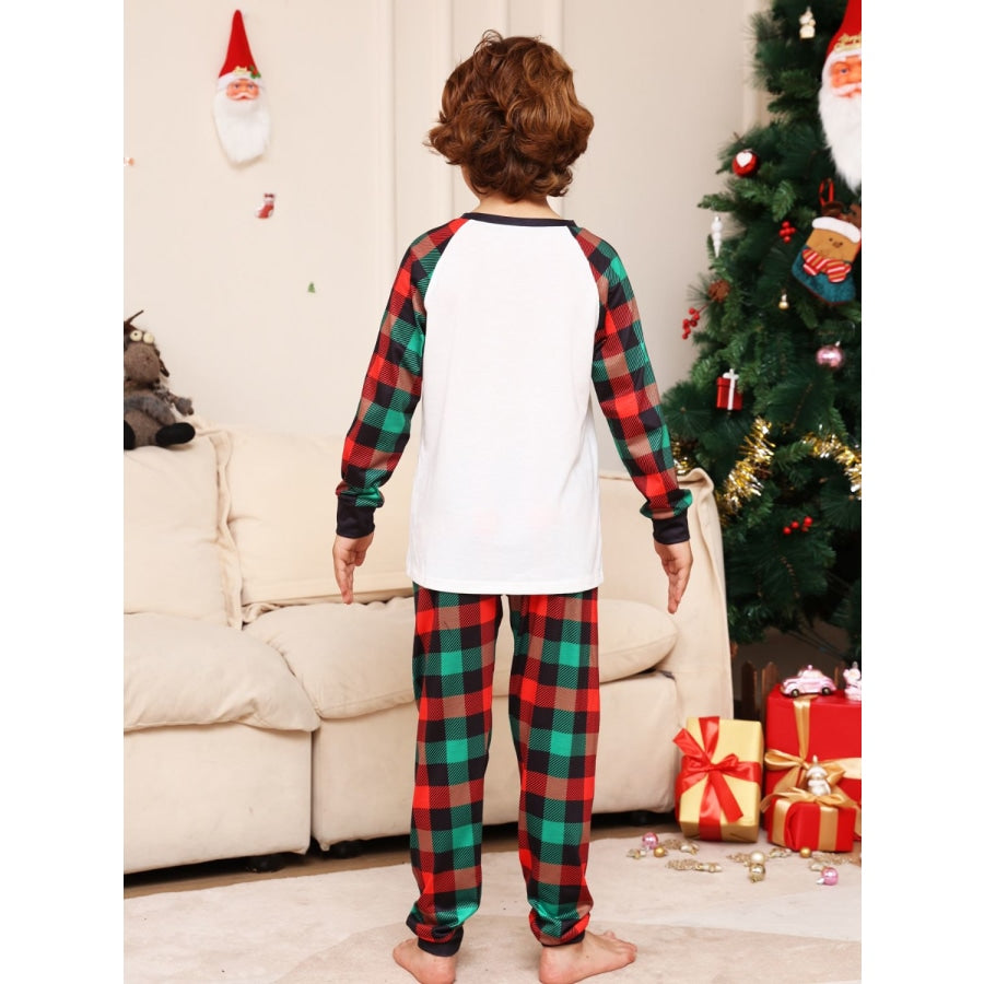 Reindeer Graphic Top and Plaid Pants Set