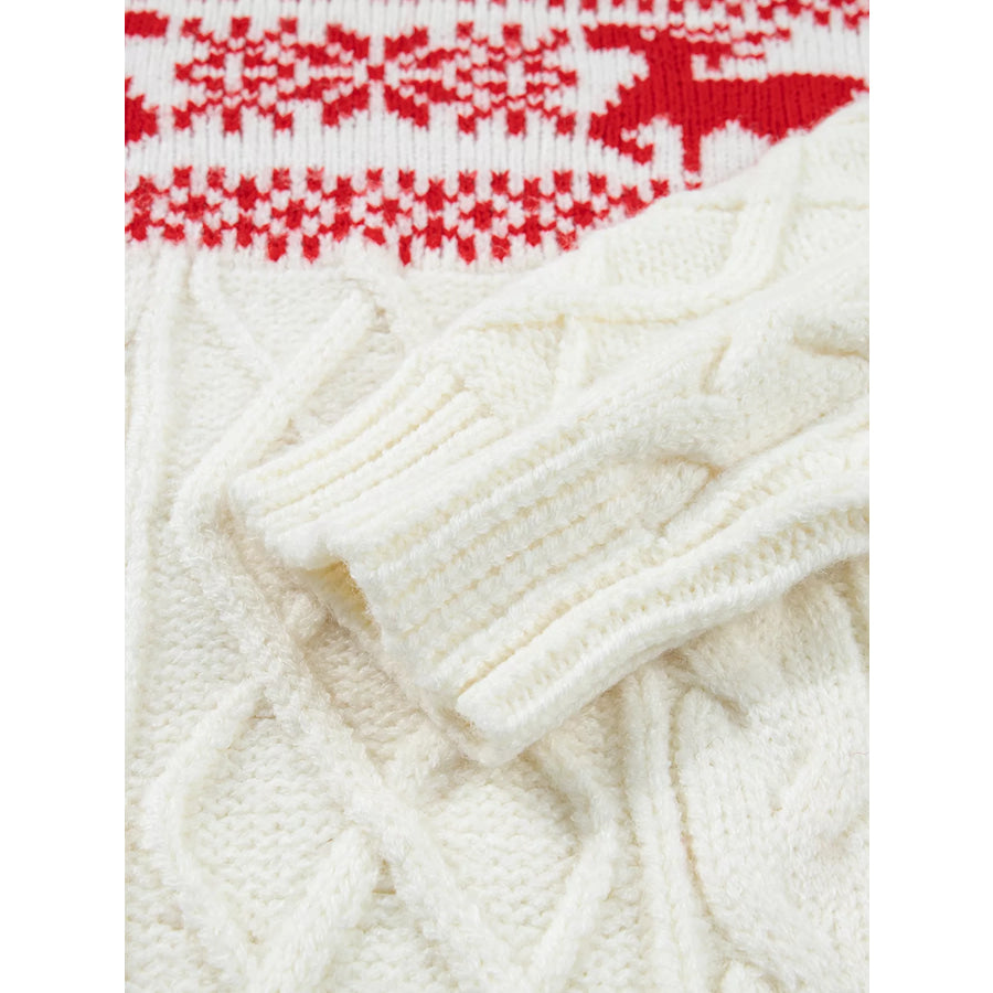 Reindeer Pattern Cable Knit Christmas Fashion Sweater Apparel and Accessories