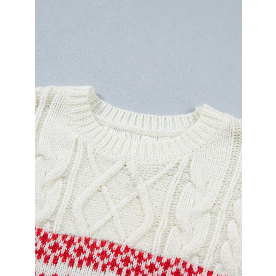 Reindeer Pattern Cable Knit Christmas Fashion Sweater Apparel and Accessories