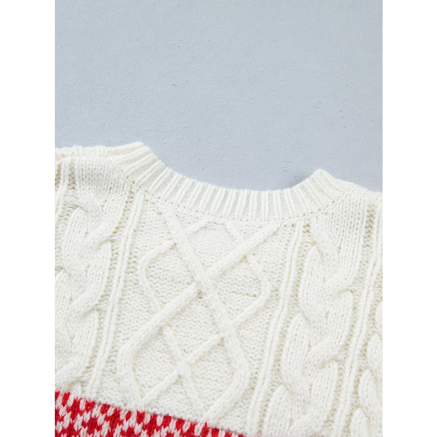 Reindeer Pattern Cable Knit Christmas Fashion Sweater Apparel and Accessories