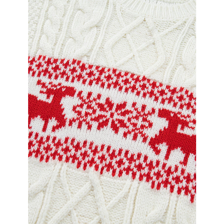 Reindeer Pattern Cable Knit Christmas Fashion Sweater Apparel and Accessories