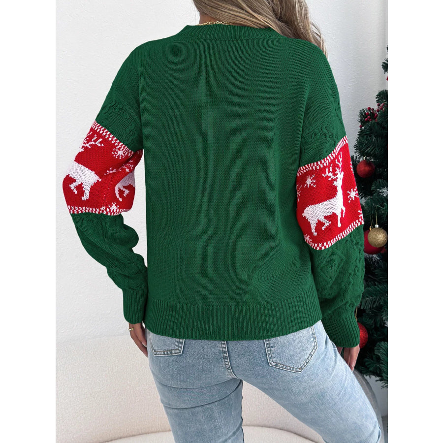 Reindeer Pattern Christmas Sweater Apparel and Accessories