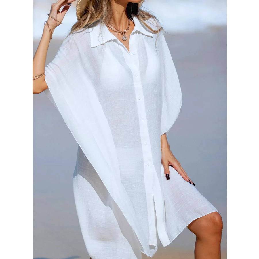 Relaxed Fit Button Up Cover-Up Dress Apparel and Accessories
