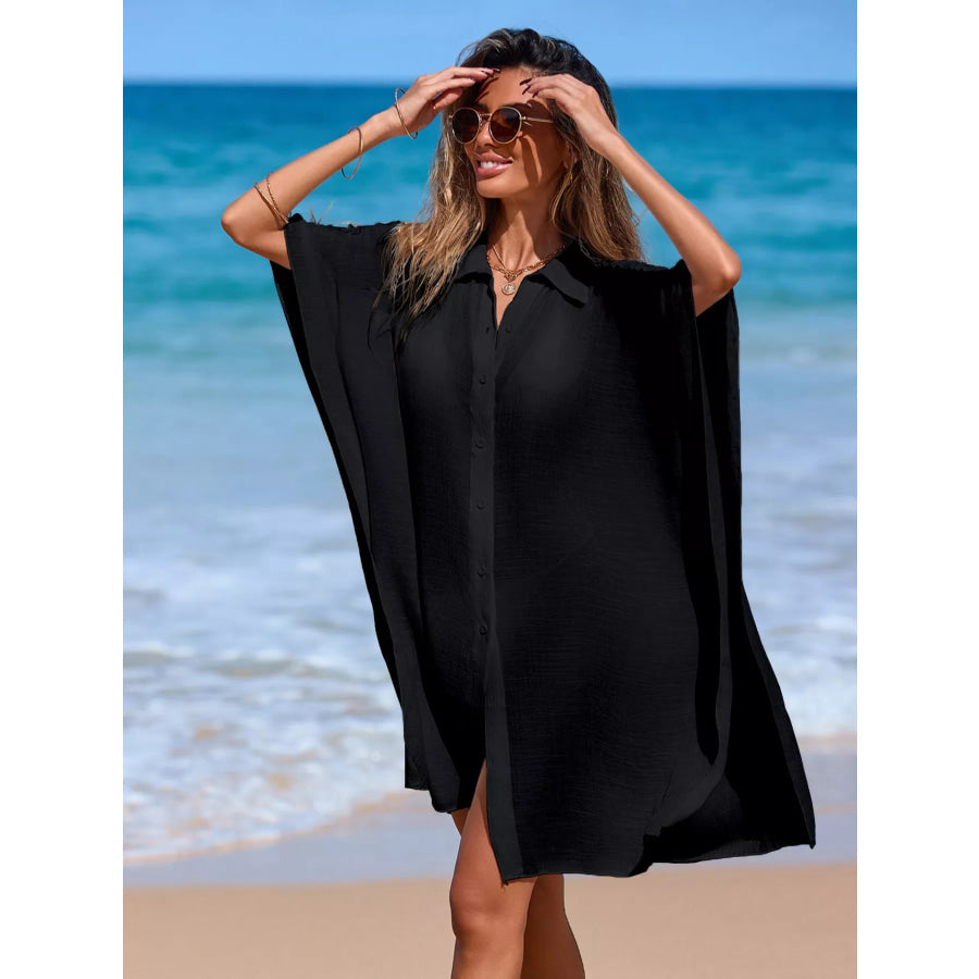 Relaxed Fit Button Up Cover-Up Dress Apparel and Accessories
