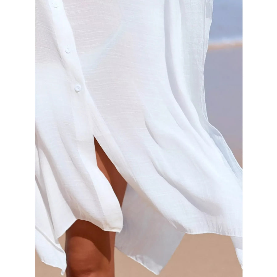 Relaxed Fit Button Up Cover-Up Dress Apparel and Accessories