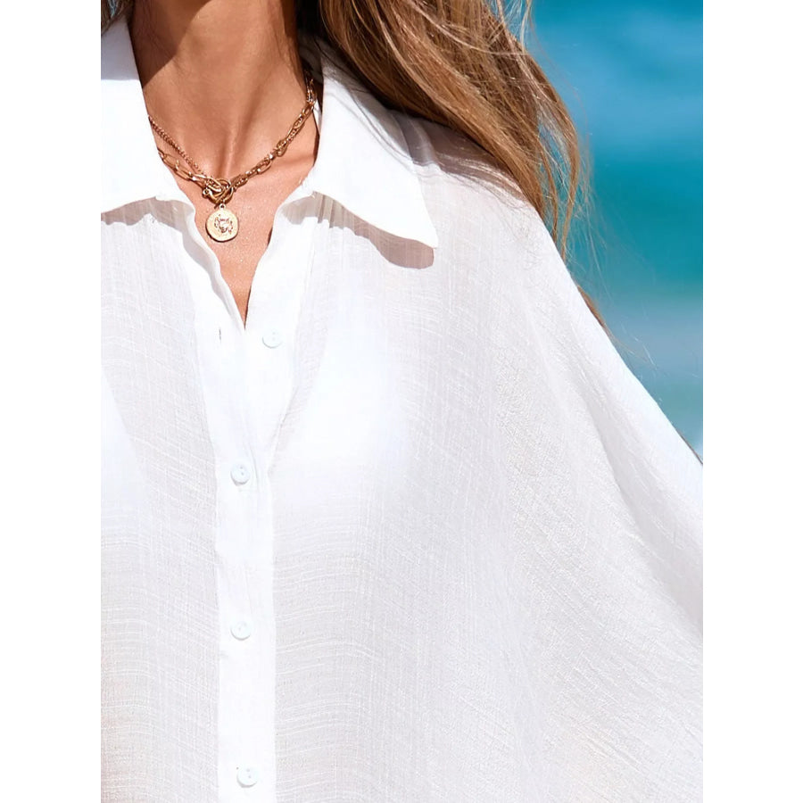 Relaxed Fit Button Up Cover-Up Dress Apparel and Accessories