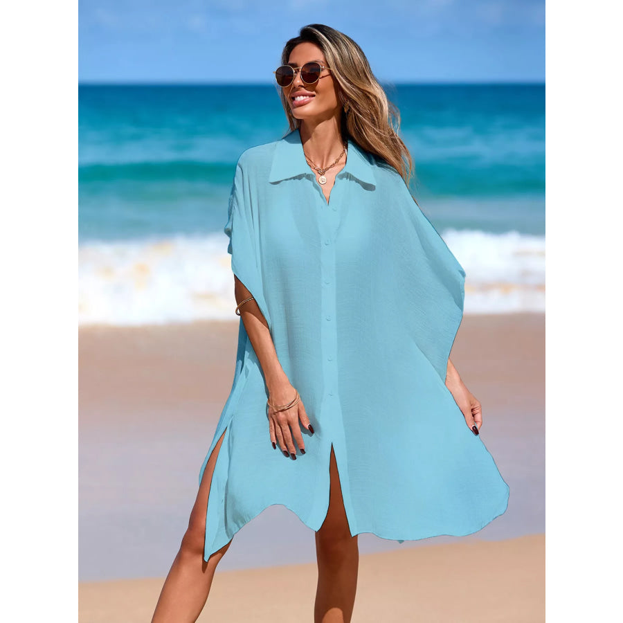 Relaxed Fit Button Up Cover-Up Dress Apparel and Accessories