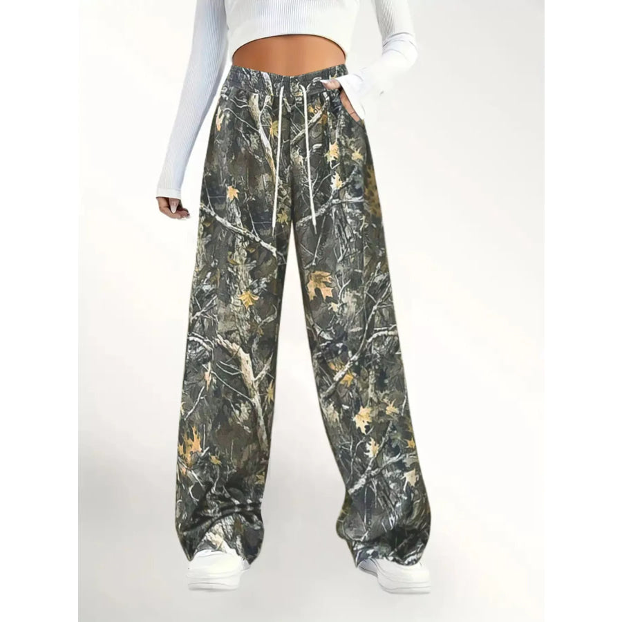 Relaxed Fit Camo Print Drawstring Waist Pants Apparel and Accessories