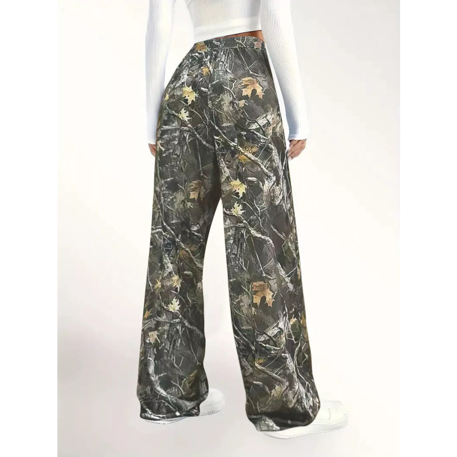 Relaxed Fit Camo Print Drawstring Waist Pants Apparel and Accessories