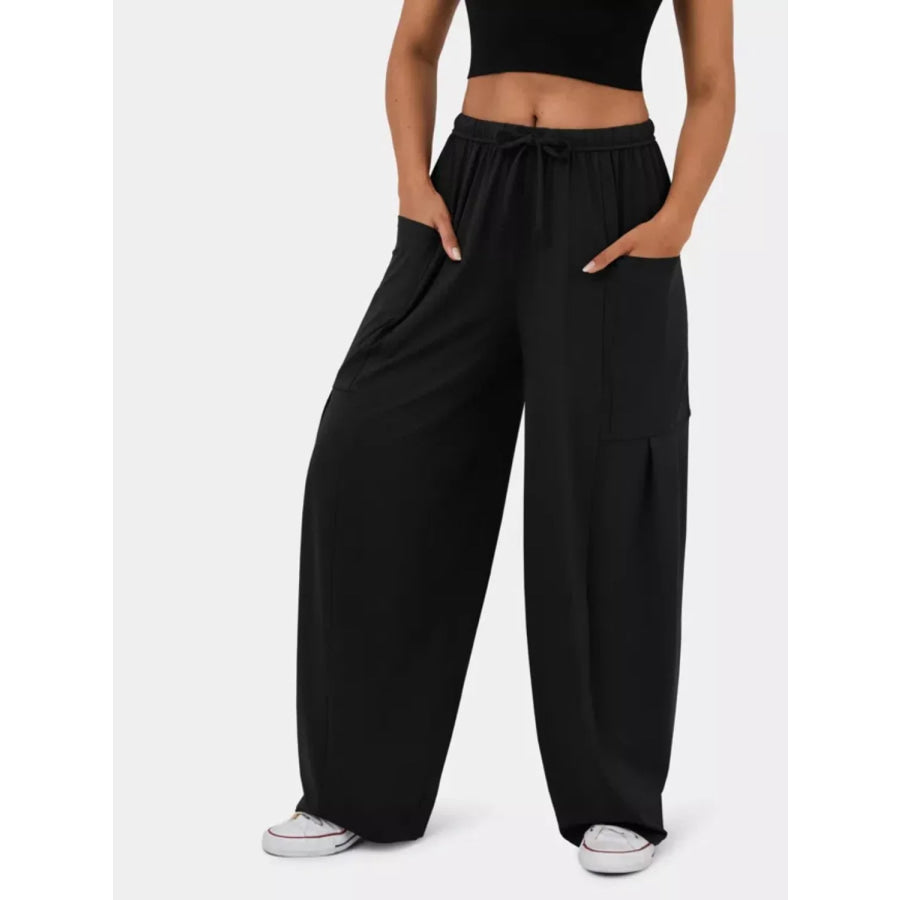 Relaxed Fit Drawstring Pants Black / S Apparel and Accessories