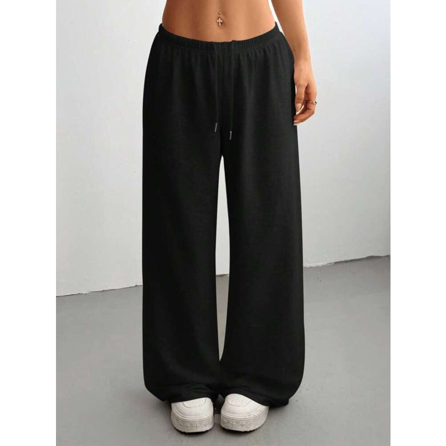 Relaxed Fit Drawstring Pants Black / S Apparel and Accessories