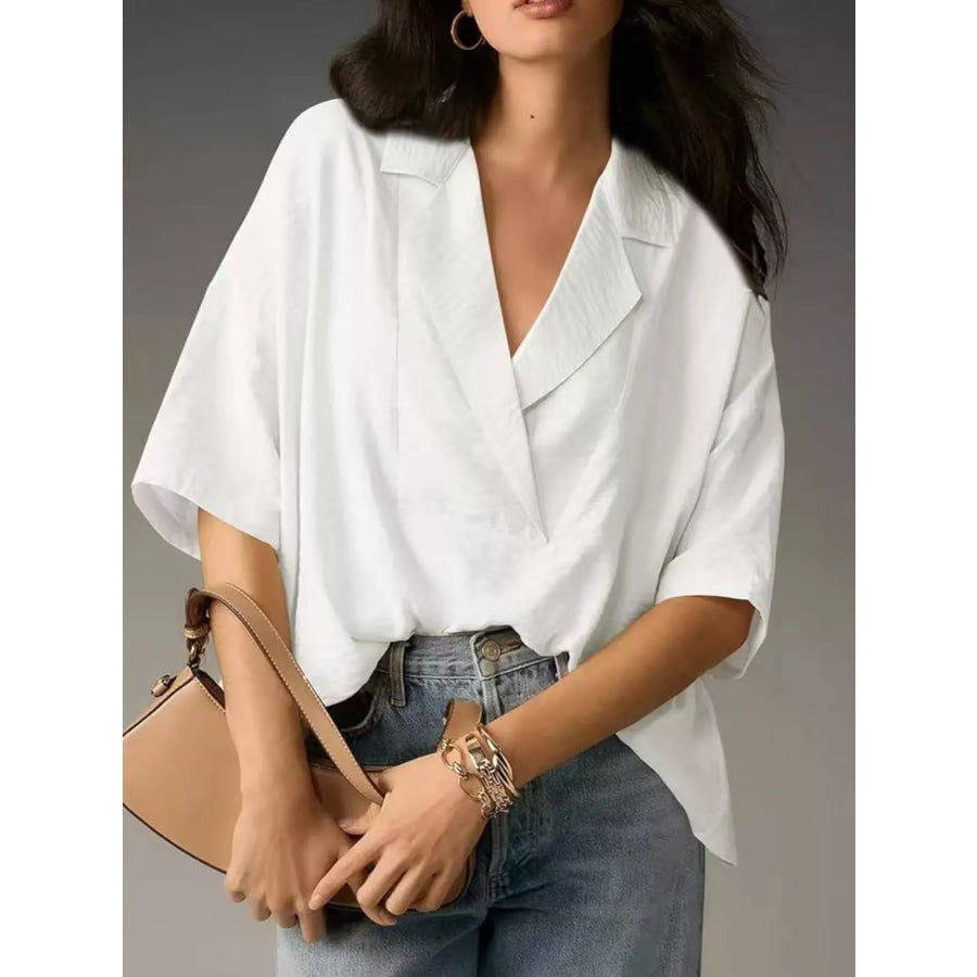 Relaxed Fit Half Sleeve Blouse White / S Apparel and Accessories