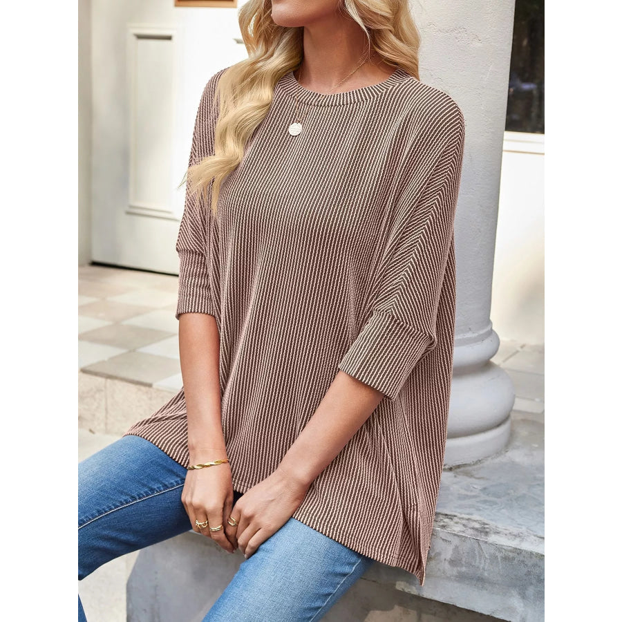 Relaxed Fit Half Sleeve T-Shirt Khaki / S Apparel and Accessories