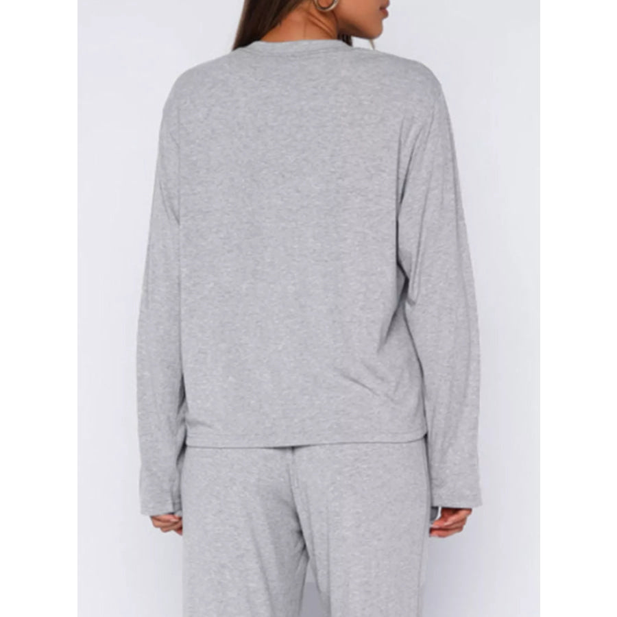 Relaxed Fit Long Sleeve Top and Pants Set Apparel and Accessories