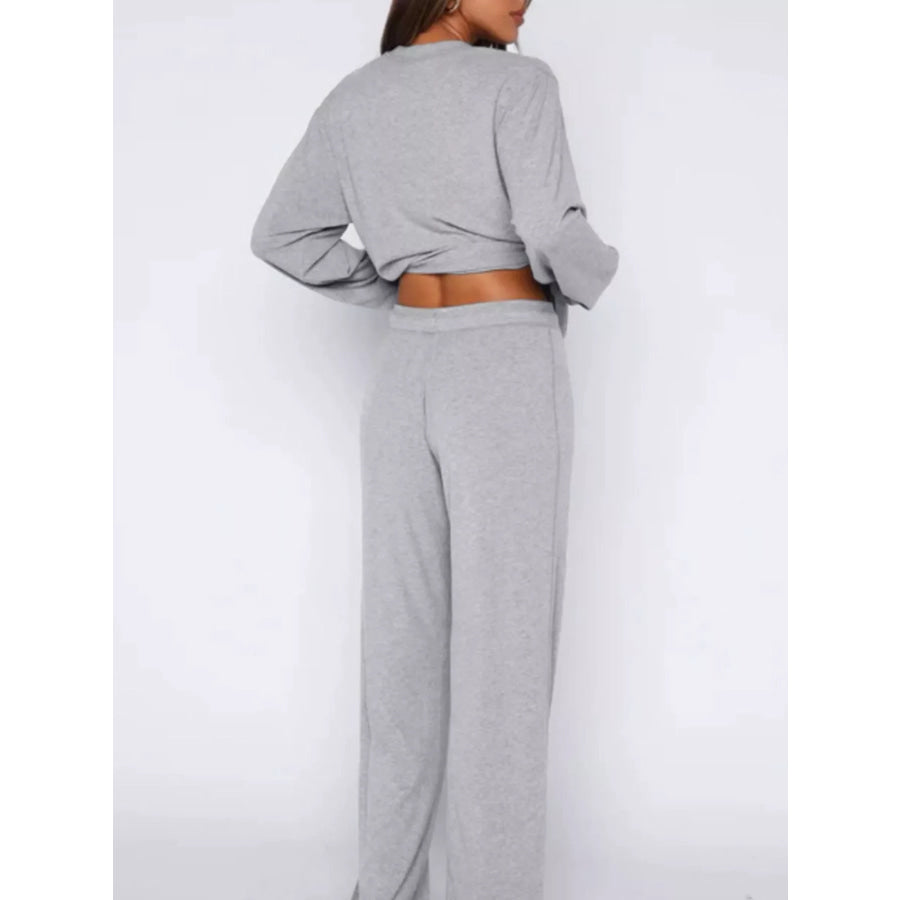 Relaxed Fit Long Sleeve Top and Pants Set Apparel and Accessories