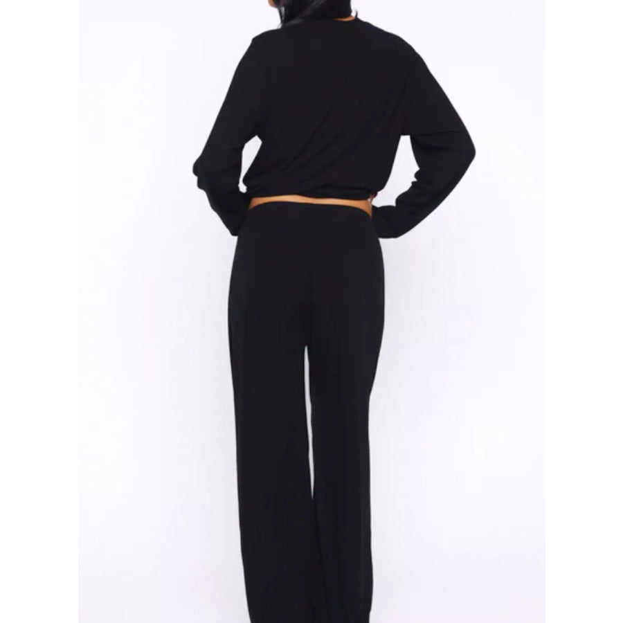 Relaxed Fit Long Sleeve Top and Pants Set Apparel and Accessories