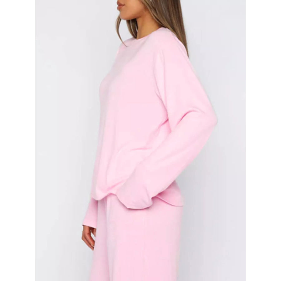 Relaxed Fit Long Sleeve Top and Pants Set Apparel and Accessories