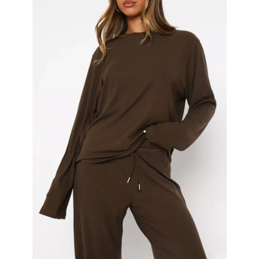 Relaxed Fit Long Sleeve Top and Pants Set Apparel and Accessories