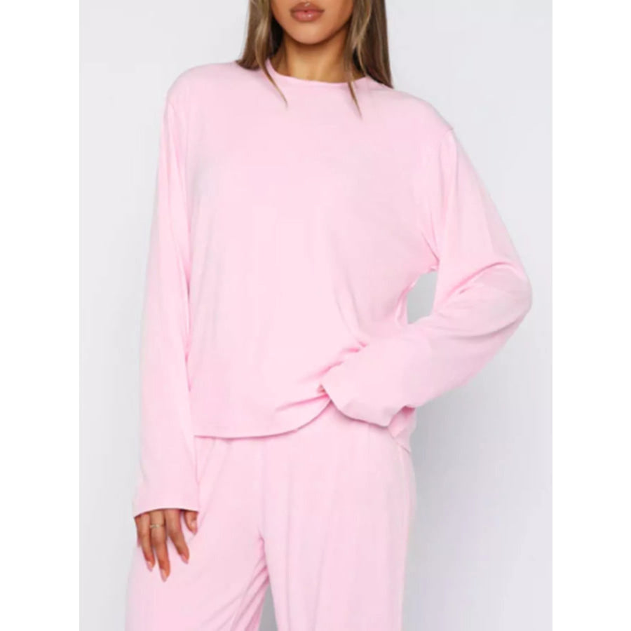 Relaxed Fit Long Sleeve Top and Pants Set Apparel and Accessories