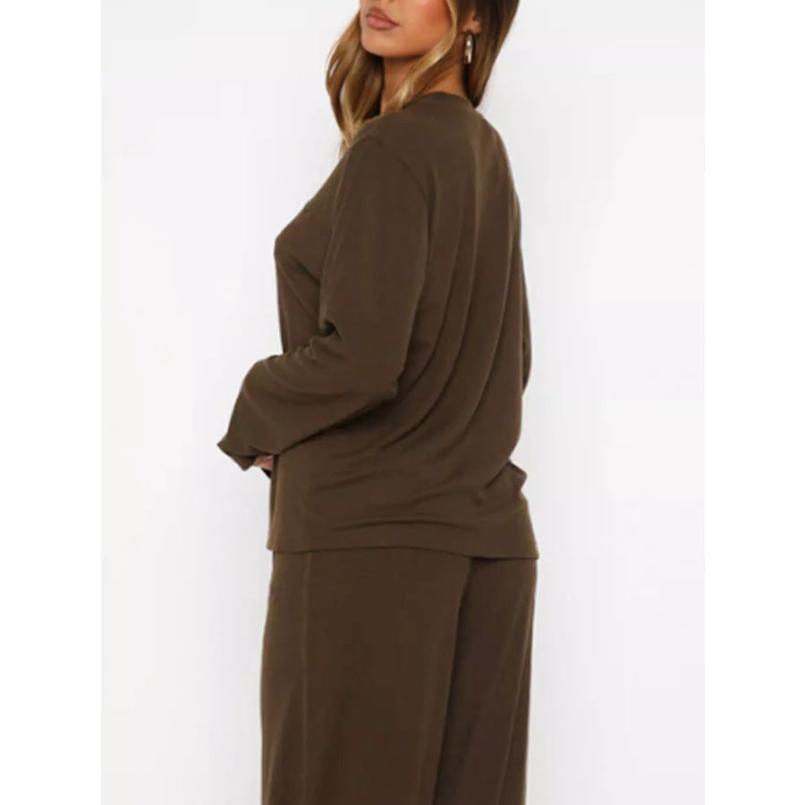 Relaxed Fit Long Sleeve Top and Pants Set Apparel and Accessories