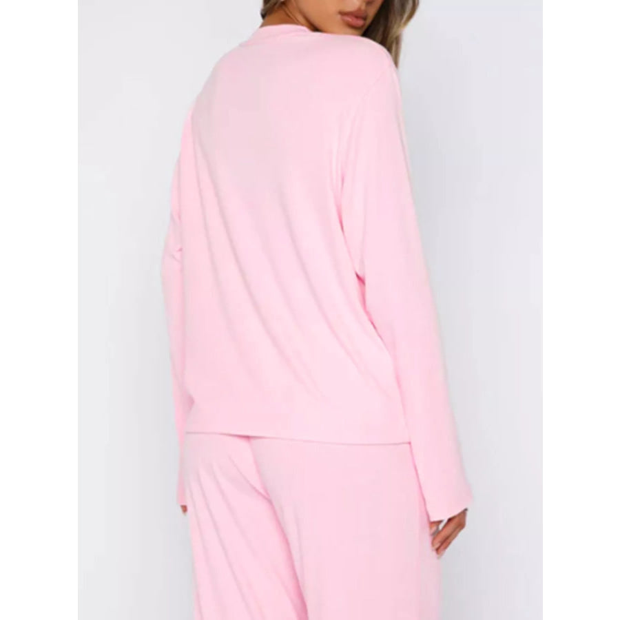 Relaxed Fit Long Sleeve Top and Pants Set Apparel and Accessories