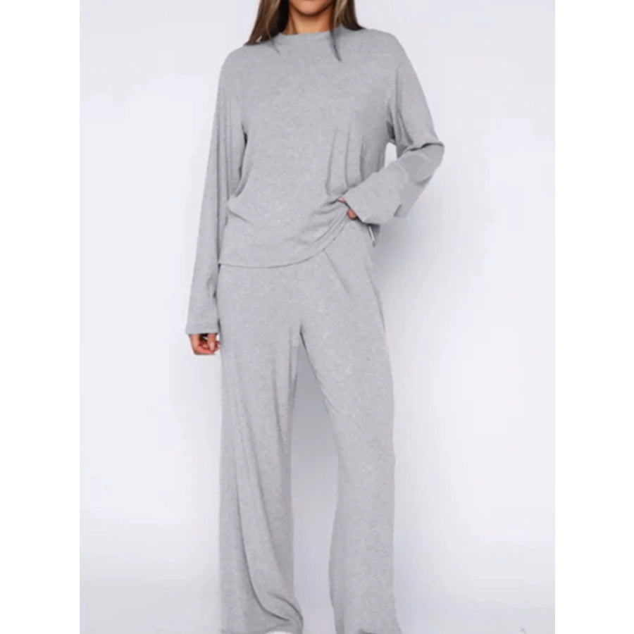 Relaxed Fit Long Sleeve Top and Pants Set Apparel and Accessories