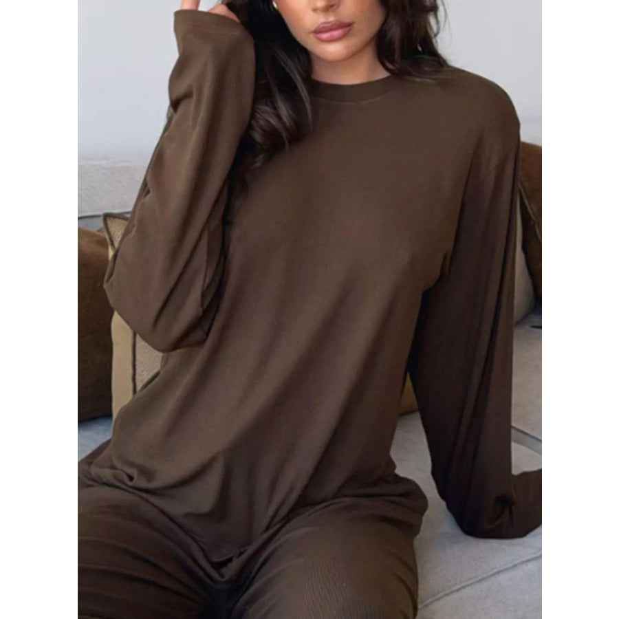 Relaxed Fit Long Sleeve Top and Pants Set Apparel and Accessories