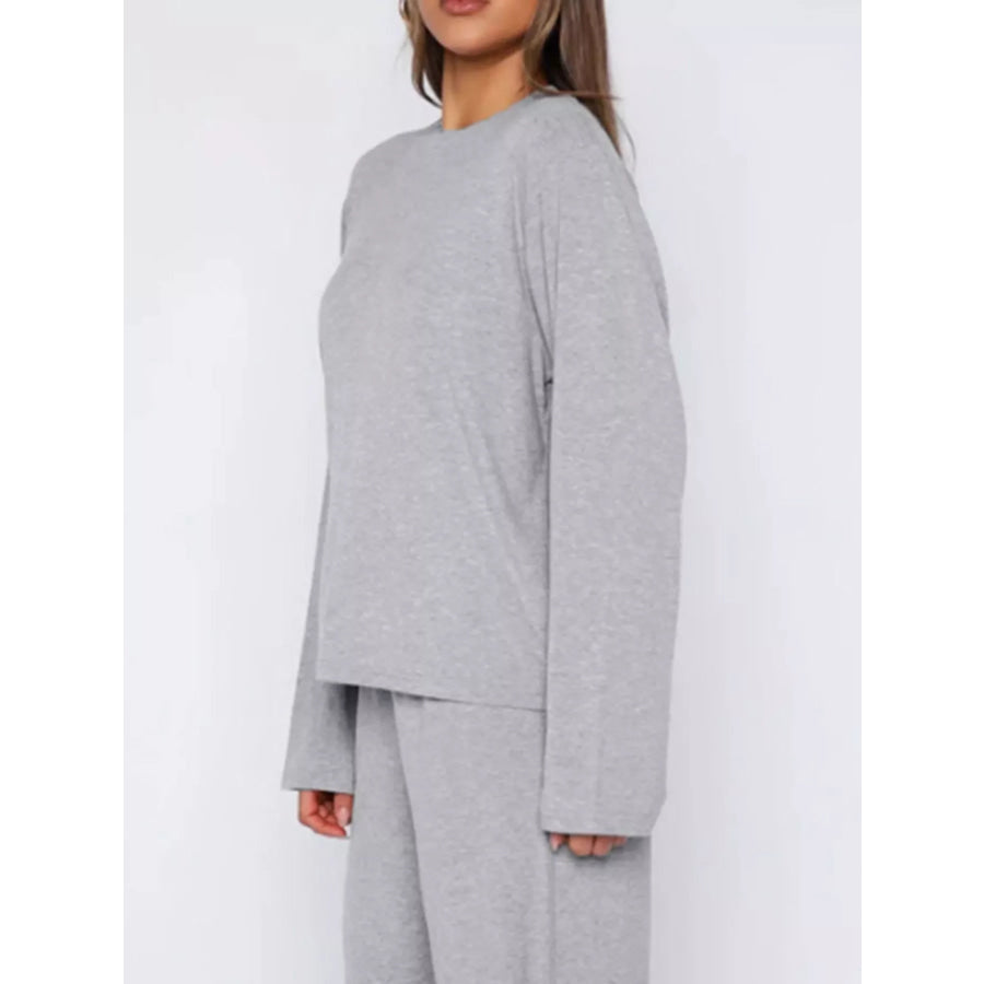 Relaxed Fit Long Sleeve Top and Pants Set Apparel and Accessories
