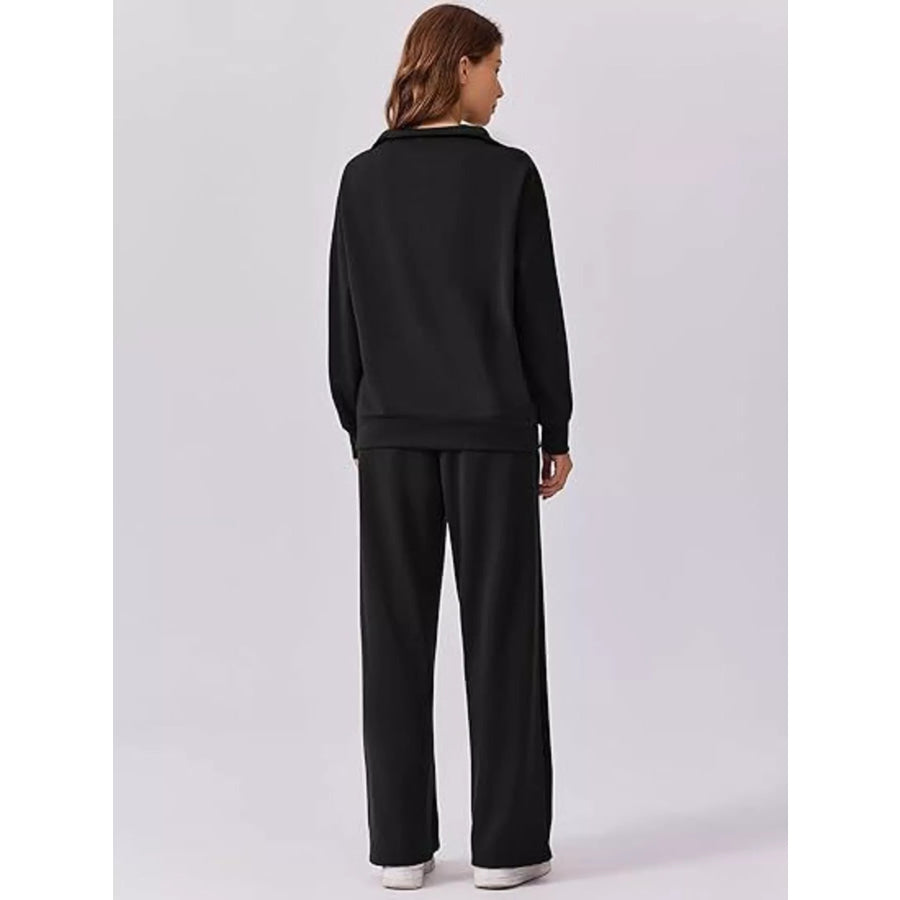 Relaxed Fit Quarter-Zip Top and Pants Set Apparel and Accessories