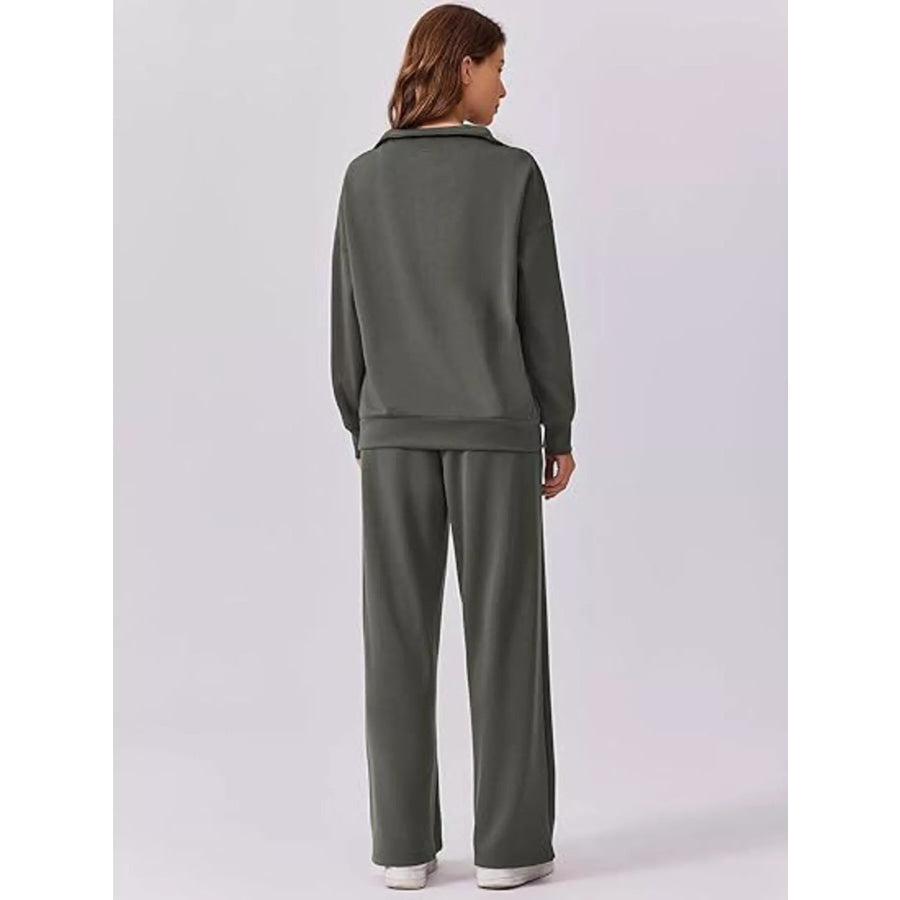 Relaxed Fit Quarter-Zip Top and Pants Set Apparel and Accessories