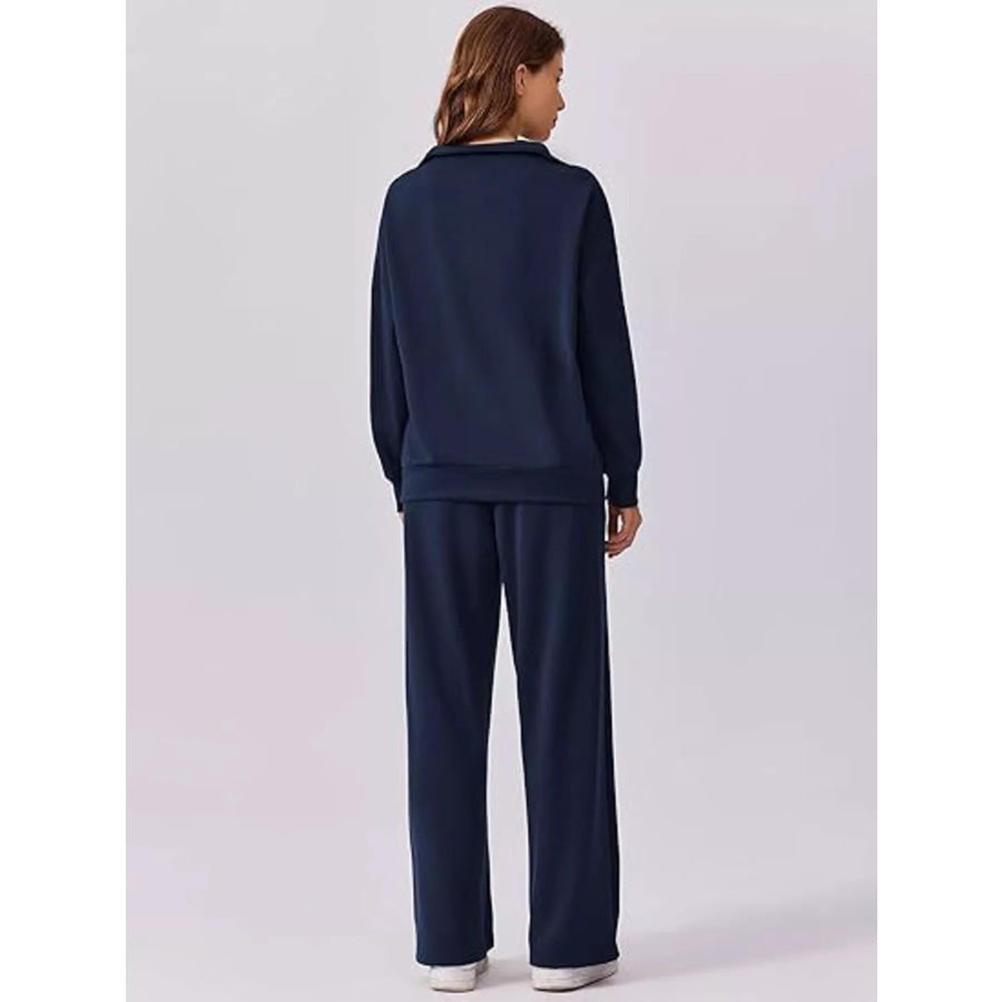 Relaxed Fit Quarter-Zip Top and Pants Set Apparel and Accessories