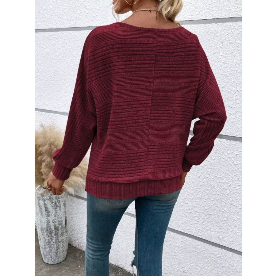 Relaxed Fit Ribbed Knit T-Shirt Apparel and Accessories