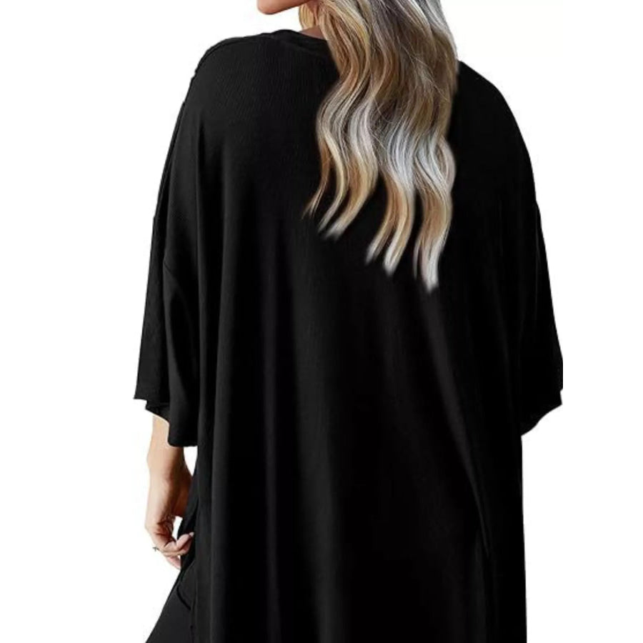 Relaxed Fit Round Neck Top and Pants Two-Piece Set Apparel and Accessories