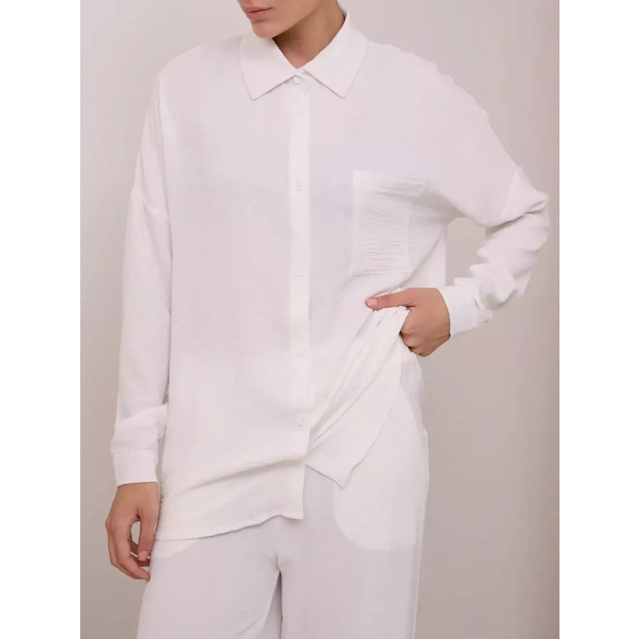 Relaxed Fit Shirt and Wide Leg Pants Set Apparel and Accessories